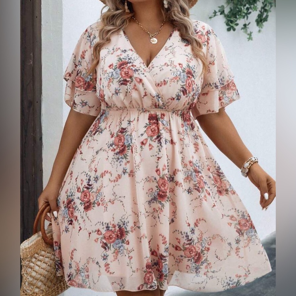 cute pink floral midi dress - perfect for spring